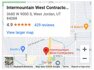 Google map showing the location of Intermountain West Contractors in West Jordan, Utah